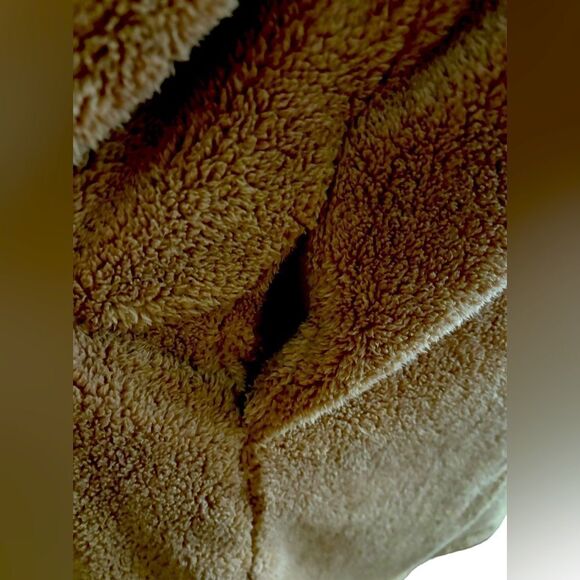 Boho Tan Lapel Neck Open Front Teddy Coat Size XL NWOT - Picture 8 of 9
